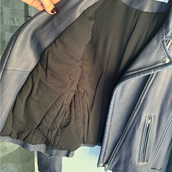 IRO Navy Han Leather Jacket size 42 - Picture 10 of 12